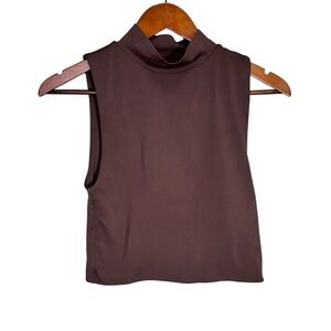 Aritzia Babaton Brown Cropped Sleeveless Mock Neck Size Medium